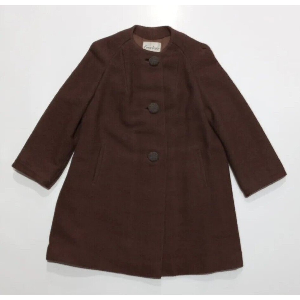 1940/50s Crowleys Womans Cotton Colarless Rose Button Long Overcoat RARE S-M